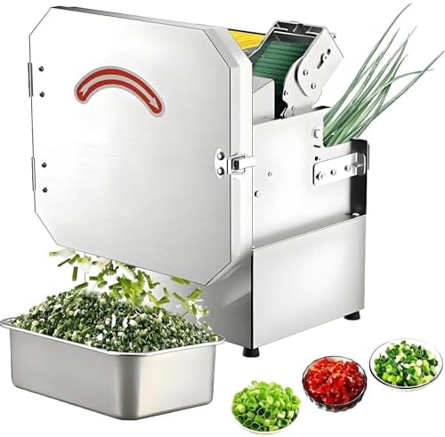 220V Electric Vegetable Slicer, 200W Commercial Stainless Steel Scallion Cutter, Adjustable Thickness 1.5-35mm, 700 RPM, High Capacity 150kg/h for Garlic, Potato & Cucumber