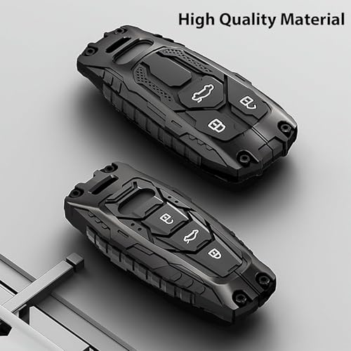 Image of BKN Luxury Metal Silicon Waterproof Transformer Car Key Cover with Keychain & Full Protection Compatible with Audi TT TTS A4 A6 A8 Q5 Q7 2016 2017 Remote Key Protection Case (3 Button Smart Key)