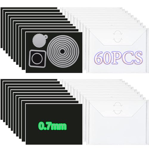 60PCS Dies & Stamps Storage Pockets and Magnet Sheets,0.7mm Thickness Magnetic Sheets for Dies Storage,7X5inch Craft Die Storage Envelopes,Magnetic Die Storage, Stamp and Die Storage Pockets