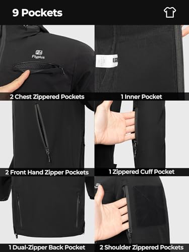 Men’s Tactical Jacket Lightweight Hooded Windbreaker Water Resistant Stretch Breathable 9 Pockets Outdoor Work Coat3