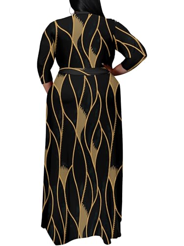 Image of PinkPatty Women's Plus Size Maxi Dress Print 3 /4 Sleeves V Neck Party Sundress Wedding Guest Dresses