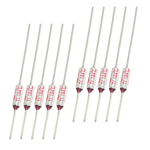  Heyiarbeit 10A 250V Circuit Cut Off Temperature Cutoffs Fuse 184 Celsius Thermal Fuse for Electric Thermoelectric Blower Microwave Small Appliances 10pcs