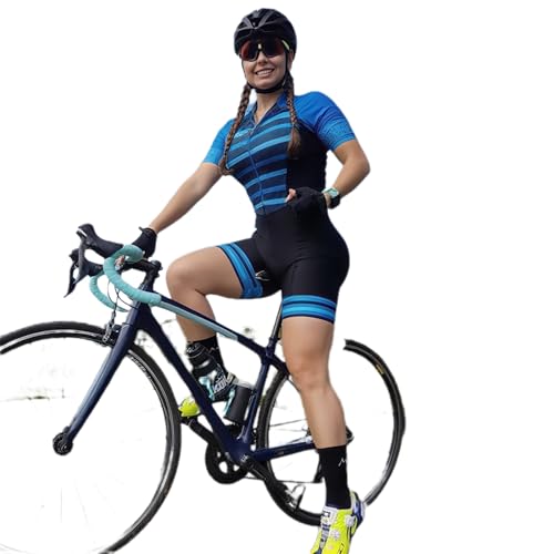 Maillot de cyclisme une pièce femme anti irritation manches courtes
