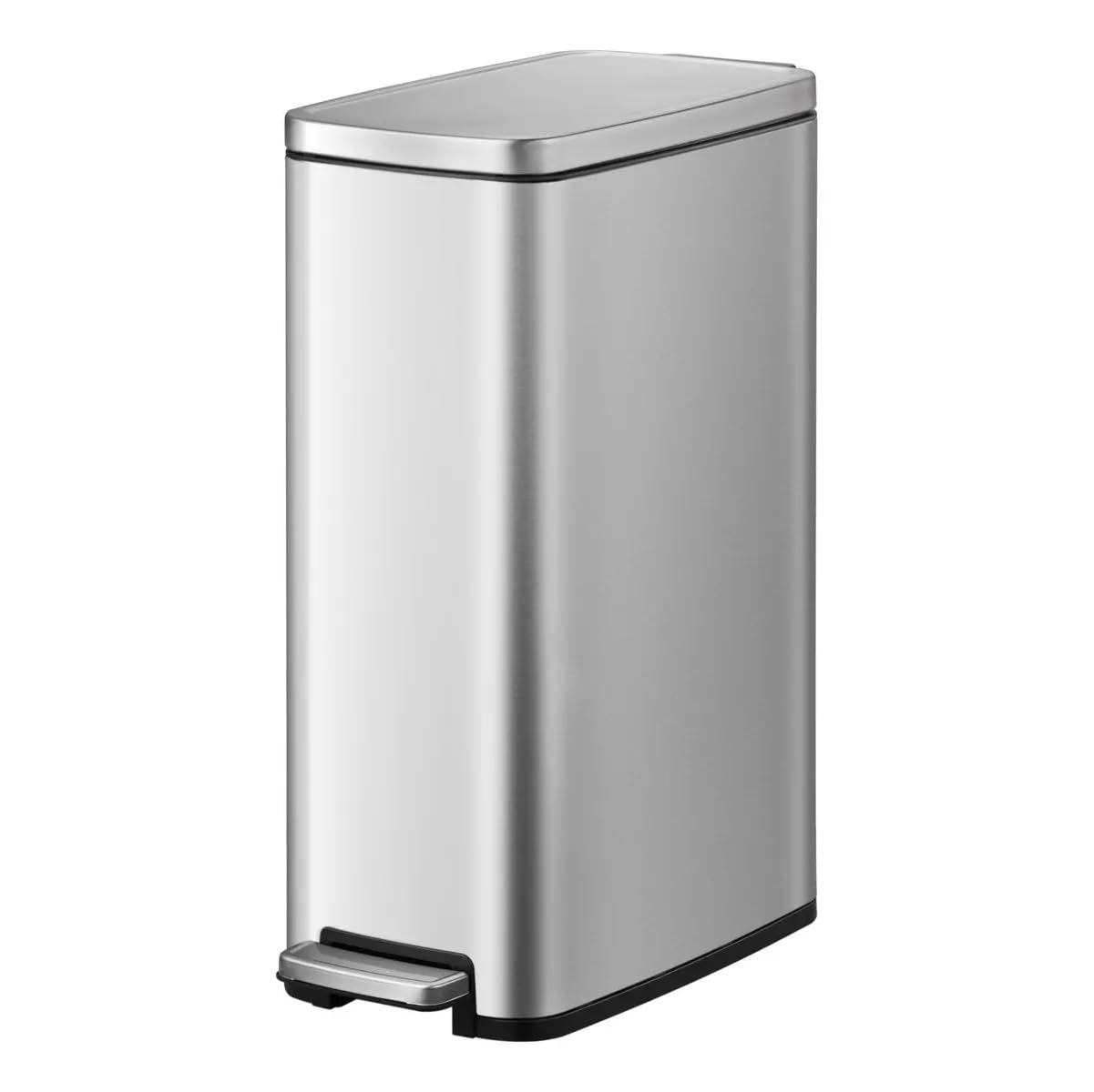 EKO Stella Slim Cubo de Basura con Pedal 45 L, Acero Inoxidable | Plata