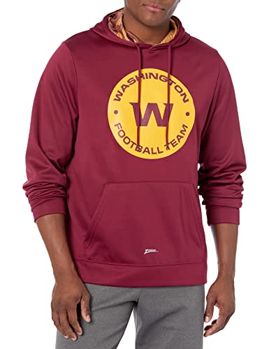 Zubaz Men's NFL Solid Team Color Pullover Hoodie with Large Primary Logo and Camo Hood Liner, Washington Football Team, Small