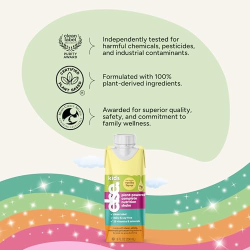 Image of Else Kids Nutrition Shake Vanilla, 2-12 Years, Dairy Free, 8 fl oz 16 Pack | Plant-based ready-to-drink shake with 25+ vitamins & minerals. Dairy & gluten free for everyday nutrition.