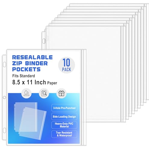 Antner ���^�[�T�C�Y�o�C���_�[�|�P�b�g 3�����O�o�C���_�[ �W�b�p�[�|�[�` 3�� �h�� �Ė����\ �t�@�X�i�[�t�� ���[�Y���[�t�C���T�[�g�o�b�O PVC�h�L�������g�I�[�K�i�C�U�[ �t�H���_�[ �y�[�W�V�[�g�v���e�N�^�[ 8.5x11�p���p 10�p�b�N