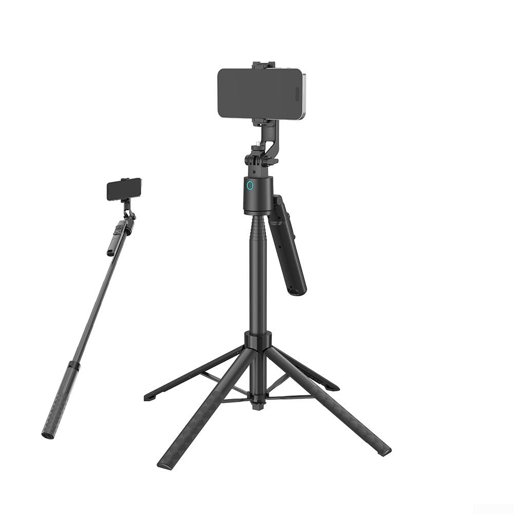 Auto Face Tracking Tripod for All Phones, 360° Rotating Phone Stand with Rechargeable Remote Control, Phone Camera Stand with Gesture Control for Live Video Recording