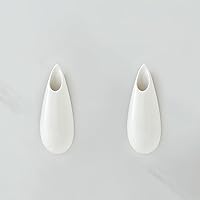 GDSZJLJ Hanging Ceramic Wall Vases Set of 2 - 5.9 Inch Modern White Plant Holders for Indoor Propagation & Cubicle Decor
