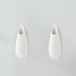 GDSZJLJ Hanging Ceramic Wall Vases Set of 2 - 5.9 Inch Modern White Plant Holders for Indoor Propagation & Cubicle Decor