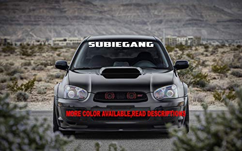 Gy Vinyl Arts, SUBIEGANG, Windshield, Sun Visor,Sun Shade,Decal, Sticker, Compatible, Subaru,Models,WRX,STI, (4 x 40 )
