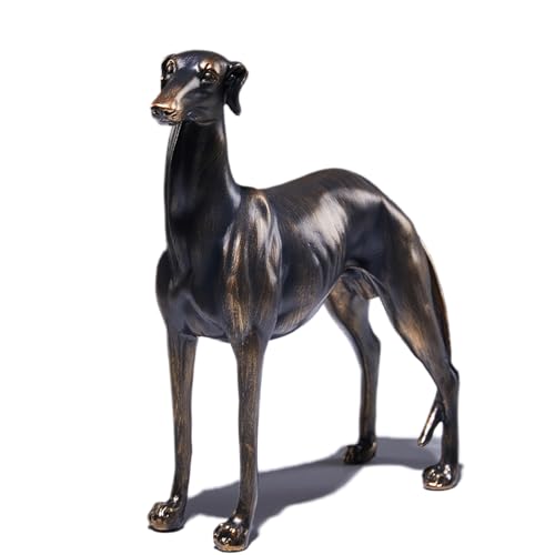 SHENGTIAN Large Resin Greyhound Statue, Antique Bronze Finish Decorative Dog Sculpture, Lifelike...