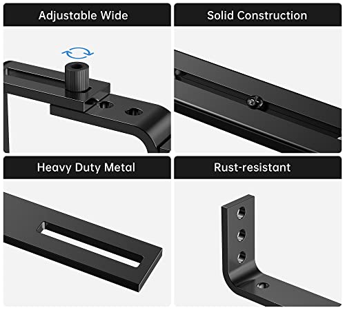 Y&M 4 Pack Deck Railing Adjustable Planter Box Brackets (6 To 12.5 In), Universal Window Box Brackets, Heavy Duty Iron Flower Box Wall Mounting Hooks For Balcony, Fences, Patio, And Garden - Black #TOP6