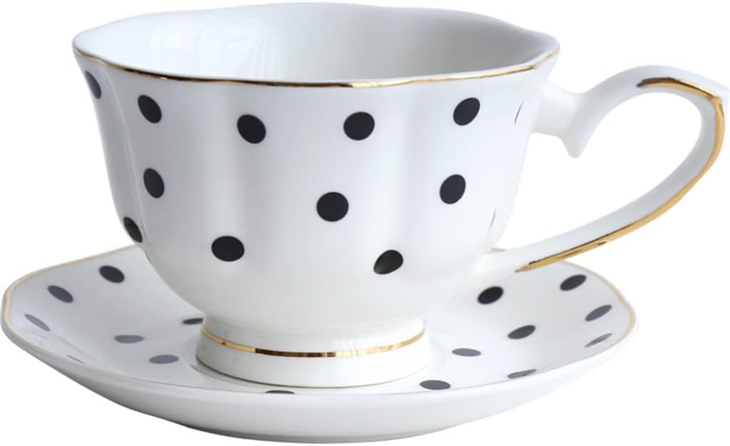 Flower Shaped Coffee Cup Saucer Set Ceramic Tea Bone China Gold-rimmed For Drinkware(E)