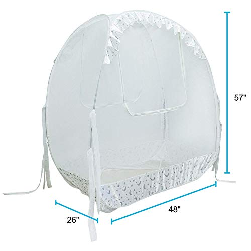 Houseables Baby Crib Safety Net, Mosquito Babies Bed Netting Tent Babies, White, 48" X 26" X 57", Mesh, Toddler Pack N Play Canopy, Pop up Protection for Infants, Sleeping Beds, Insect Bumper Cover