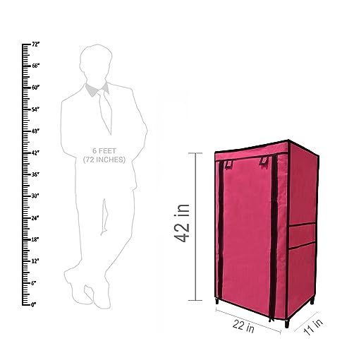 Image of Multi Utility 4 Layer Shelf Collapsible Metal Pipes with Non-Woven 100GSM Fabric Cover for Shoe /Cloth /Toy /Books Rack (Maroon, Metal)