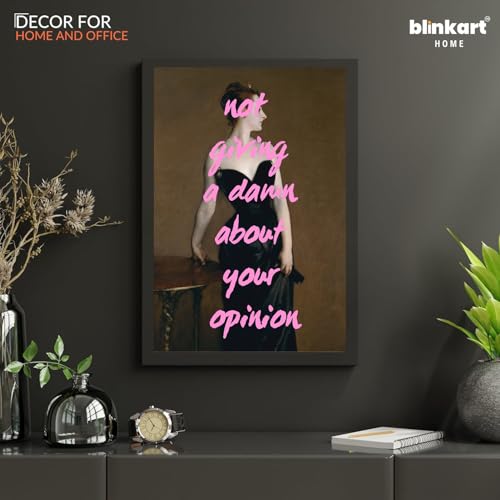 Image of BLINKART Framed Photo - Not Giving A Amn About Your Opinion | Altered Art Theme | Motivational & Inspirational Wall Art Poster for Home, Bedroom, Living Room, Office, Hotel & Gifting - 12x8 Inch