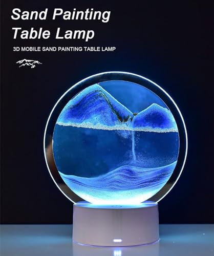 CRLKSSJX Moving Sand Art Lamp, 3DMoving Sand Art, Quicksand Bedside Lamp, Creative Glass Sand Painting Colorful Night Light, Home Relaxation and Office Decoration - image 2