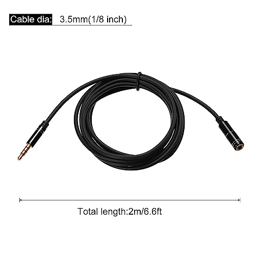 Cable de extensión auxiliar 3.5mm macho a hembra 2 m negro miniatura 2