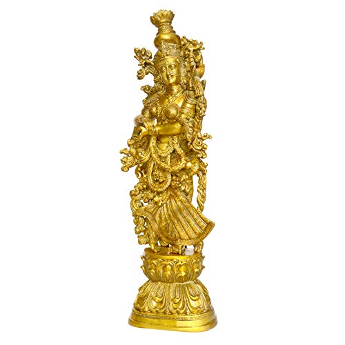 Image of AONA Brass Krishna Big Size Idol Statue Sculpture Height 29 inches, Religious
