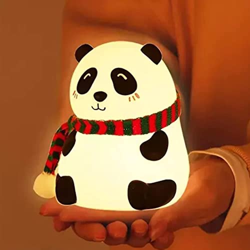 Image of Desidiya Panda Touch Silicone Lamp Rechargeable Multicolor Night Light for Kids, Girls & Boys | Cute Close-Eye Panda Design | Bedside Room Decor