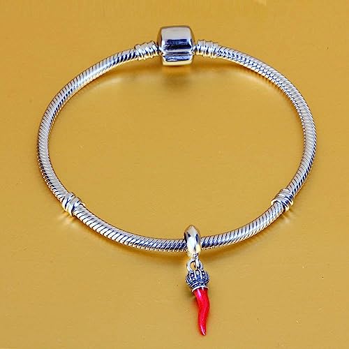 2025 Italian Horn Charms Dangle fit Pandora Lucky Bracelet, 925 Sterling Silver Italy Red Chili Pepper Pendant Beads with Regal Crown, Gifts for Grandma/Travel/Good Luck/Christmas4