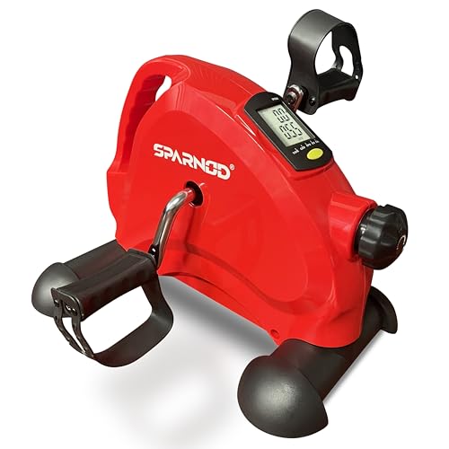 Image of Sparnod Fitness SMB-300 Mini Bike Your Workout Solution for Arms & Feet for Home and Office: Portable Under Desk Pedal Exerciser with Adjustable Resistance & LCD Monitor