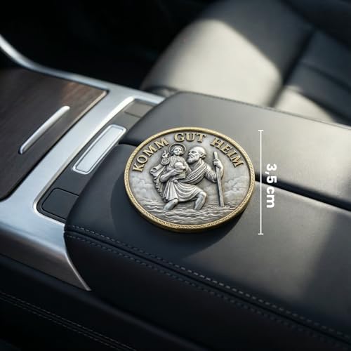 ELBKAISER – Christopherus Auto Magnet - Komm gut Heim – Heiliger Christophorus Plakette fürs Auto – Schutzpatron - Autofahrer & Schutzengel Auto Magnet, edle Christophorus Auto als Geschenk
