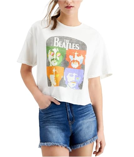 Junk Food Womens Crop Graphic T-Shirt, White, Medium - Les Beatles, Paul McCartney, John Lennon, RIngo Starr, George Harrison Junk Food Womens Crop Graphic T-Shirt, White, Medium – Image 5