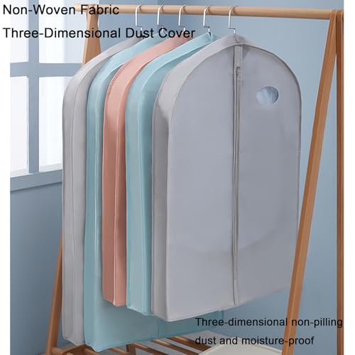 Dress Garment Bag, Garment Bag for Suit Thickened Three-Dimensional with Round Viewing Window, Non-Woven Fabric, Suitable for Coats, Suits, Sweaters(Blue,60x125cm/24x49in)3