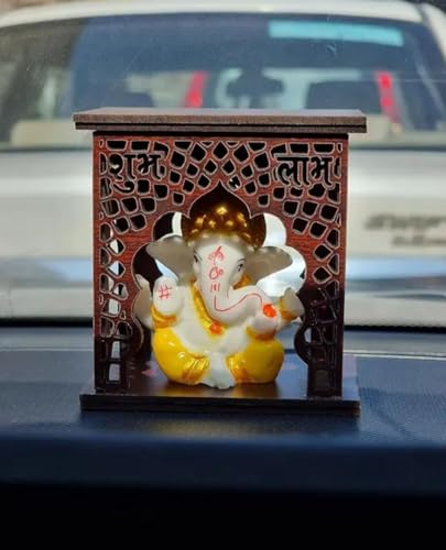 Idole de Ganesh de qualité supérieure finition marbre et couronne dorée - 3