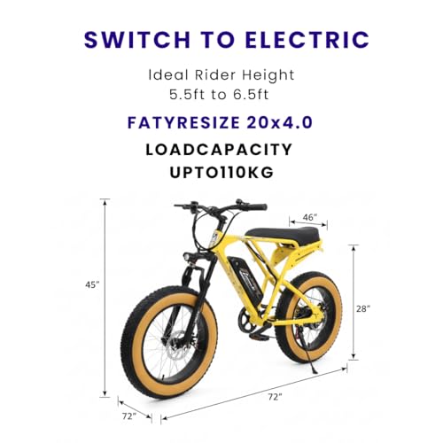 Image of Vigor ZX Electric Cycle with Dual Disc Brakes, 350w Hub Motor, 8.5Ah Li-Ion Battery, Throttle with Battery Indicator, 95% Pre-Assembled with Charger, Black Color,Fat Tyre ,(Black,Yellow,Pink)