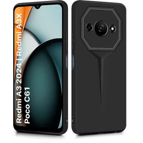 Image of WOW IMAGINE Slim Back Cover for Mi Redmi A3 | Redmi A3X | Poco C61 | Blade Series Ultra Thin Case with Lightweight Design | Camera Protection | Soft Matte Silicone Flexible Mobile Case - Black