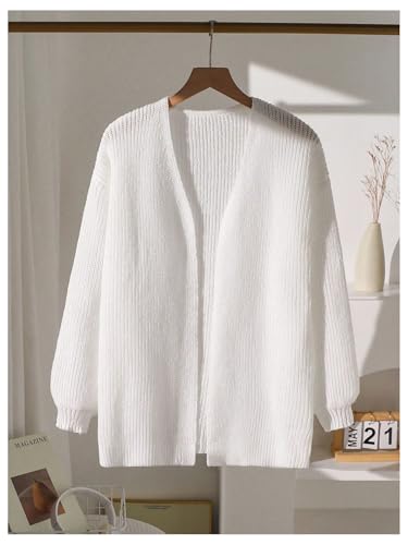 SHENHE Girl's Open Front Cardigan Long Sleeve Drop Shoulder Loose Knitted Sweater Coat4