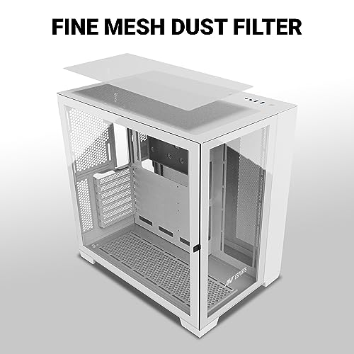 Image of Ant Esports Crystal XL Mid-Tower Computer Case /Gaming Cabinet - White | Support ATX, Micro-ATX, Mini-ITX