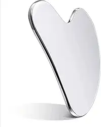 Pedra Gua Sha Inox Profissional – Massageador Facial e Corporal Anatômico, Drenagem Linfática e Lifting Natural, Aço Inoxidável Médico, Reutilizável e Higiênico (Inclui Bolsinha Protetora)