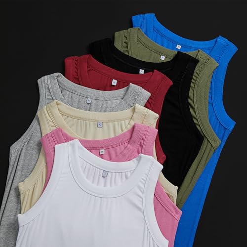 C.O.Z.Y Tank Top for Women Ribbed Racerback Sleeveless Top Shirts High Neck Casual Slim Fit Top 20254