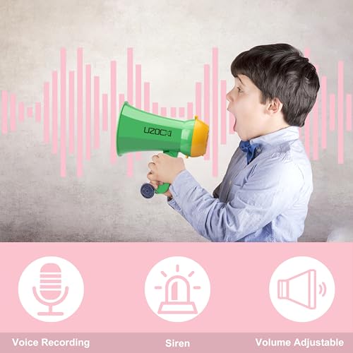 UZOCHI Mini Megaphone Bullhorn speaker with Siren & Recording, Small Portable Voice changer with 6 Sound Effect, Ideal for Kids, Students, Adult, Cheerleading - Thumbnail 3