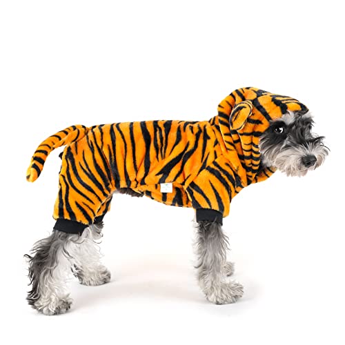 Dr.nono Tiger Costume - Cosplay Costume For Small Dogs And Cats - Yellow And Black Velvet Pet Clothes - Warm Apparel Winter Pet Tiger Costume - Dog Outfits For Christmas, Cosplay And Birthday Parties #TOP6