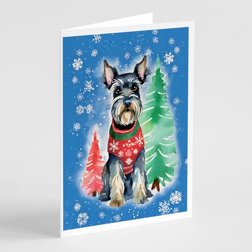 Caroline's Treasures DAC3630GCA7P Schnauzer Christmas Greeting Cards Pack of 8 Blank Cards with Envelopes Whimsical A7 Size 5x7 Blank Note Cards