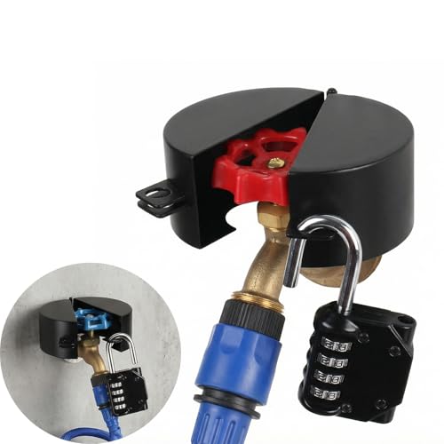 Gate Valve Locking Device (Password Lock) Metal Black no Installation Required Can Prevent Water Theft and Unauthorized Use - External Hose Lock Faucet