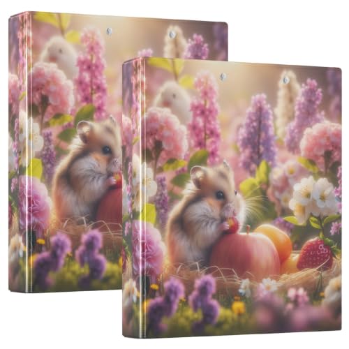 Classeur 3 anneaux avec porte-bloc à motif hamster mignon pour trier vos cours
