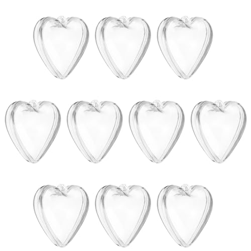 QUARKZMAN 10 Pièces Boules Transparentes en Plastique en Forme de Cœur, 3Cm, Décoration Sphère de Noël Transparente pour l'Artisanat DIY, Fête, Mariage