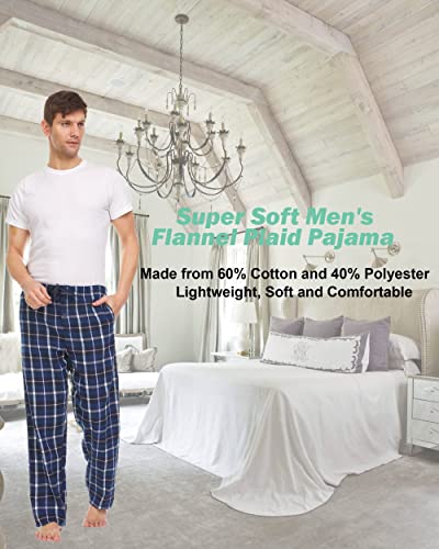 Pajama Pants For Men-Mens Flannel Plaid Lounge Bottoms With Button Fly-Plus Size #TOP1