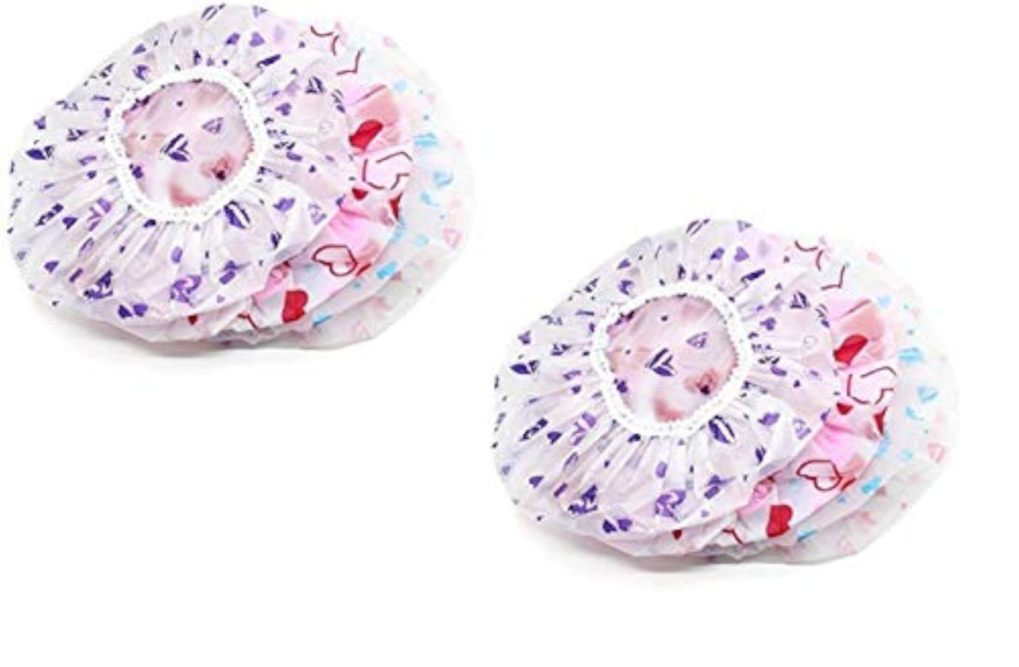 Set of 6 Reusable Printed Shower Caps for Home Use