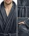 NY Threads Mens Robe with Hood, Luxury Plush Fleece Hooded Mens Bathrobe, Spa Bath Robe for Men, Large/X-Large, Grey