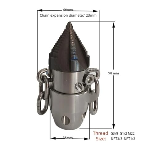 Buse de nettoyage d'égout rotative 3/8 pour débouchage de canalisation 40L 300bar