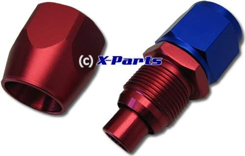 AN6 Straight Dash 6 Aluminium Fitting Connector - 9/16-18UNF Thread, Red/Blue, For Oil/Fuel/Water Lines