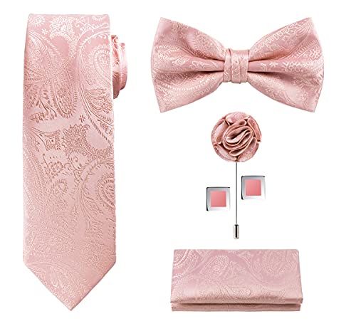 Image of Tie G .5pcs Tie set in a gift box : Tie sets : Solid color Neck tie,Satin Bow tie,Pocket Square, Lapel, Cuffs link