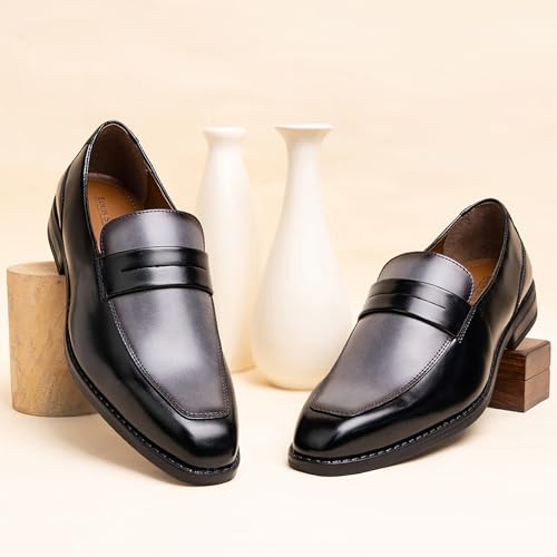 Image of LOUIS STITCH Men's Formal Shoes - Leatherette, Breathable Lining, Moccasins Style | Comfortable for Business, Casual, Parties | Double Tone Finishing (SXMCDS)
